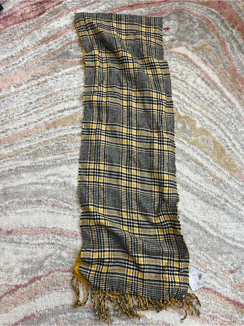 Topshop Yellow and Black Plaid Reversible Scarf